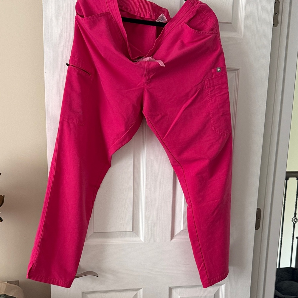 Figs Hot Pink Yola - Skinny Scrub Pants